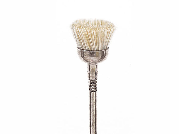 Mounted cup brush - white bristle, soft